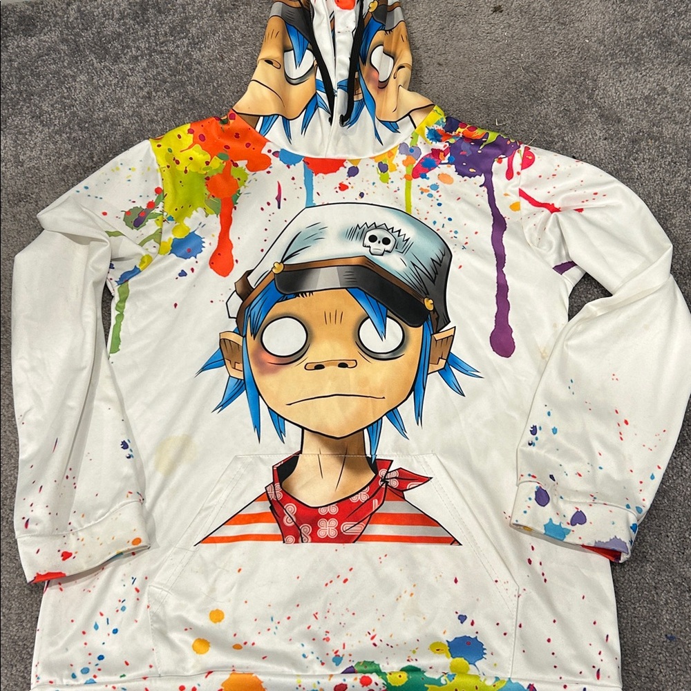 Gorillaz Colorful Graphic Hoodie with Cartoon Design